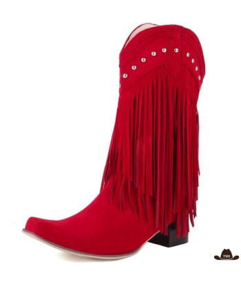 Bottes Western Femme Rouges brillant des détails fins