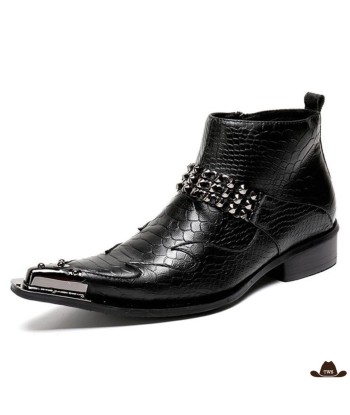 Bottines Cowboy Noires Motifs Gravés s'inspire de l'anatomie humaine