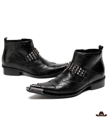 Bottines Cowboy Noires Motifs Gravés s'inspire de l'anatomie humaine