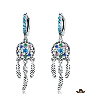 Boucles d'Oreilles Attrape-Rêves Turquoise (Argent) Livraison rapide