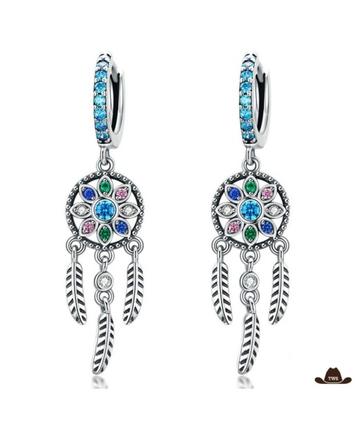 Boucles d'Oreilles Attrape-Rêves Turquoise (Argent) Livraison rapide