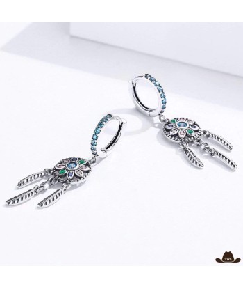 Boucles d'Oreilles Attrape-Rêves Turquoise (Argent) Livraison rapide