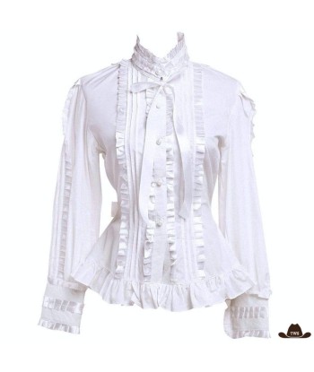 Chemise Style Western Blanche Femme basket pas cher