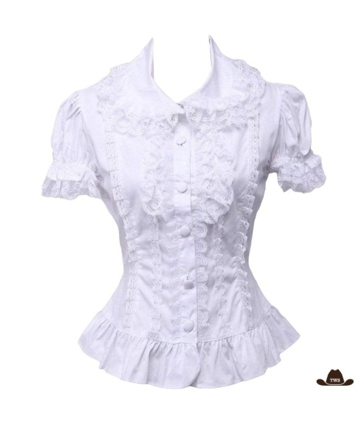 Chemise Blanche Manches Courtes Country Femme pas cheres