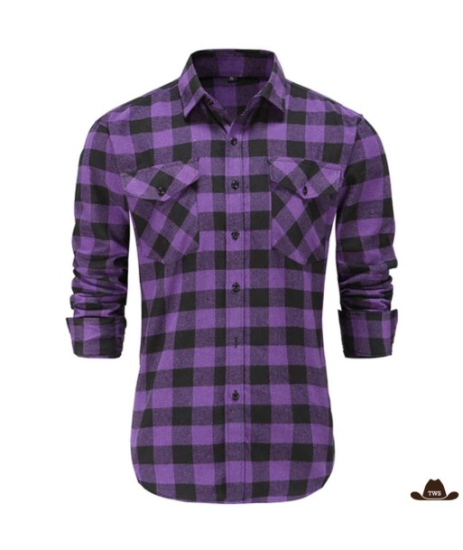 Chemise à Carreaux Violets Cowboy Economisez 