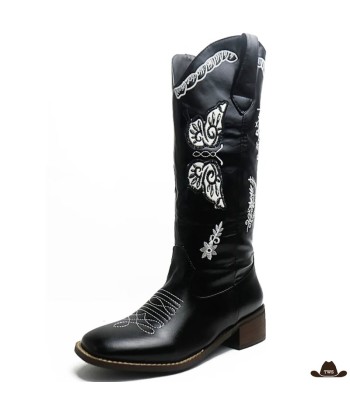 Bottines Noires Style Cowboy le des métaux précieux