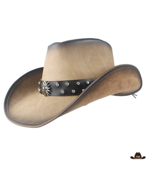 Chapeau de Cowboy Cuir Bi Color Homme pas cheres