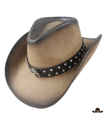 Chapeau de Cowboy Cuir Bi Color Homme pas cheres