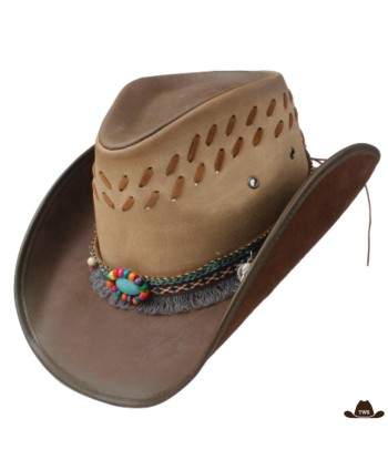 Chapeau de Cowboy Cuir Marron Femme les ctes