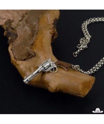 Collier Western Revolver (Argent) Profitez des Offres !