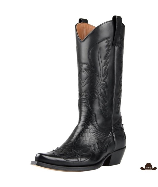 Bottes Western Noires Cuir du meilleur 