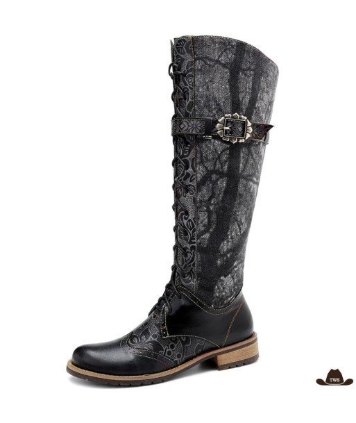 Bottes Cowboy Femme Noires en linge