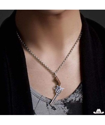 Collier Western Revolver (Argent) Profitez des Offres !