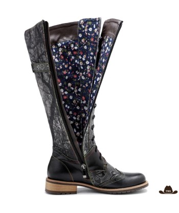 Bottes Cowboy Femme Noires en linge