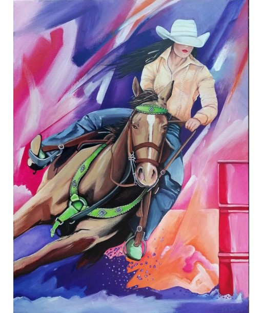 Peinture Western "The Pink Barrel" brillant des détails fins