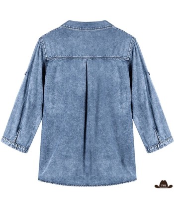 Chemise Western Denim Bordurée Femme Amélioration de cerveau avec