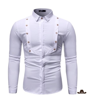 Chemise de Western Blanche brillant des détails fins