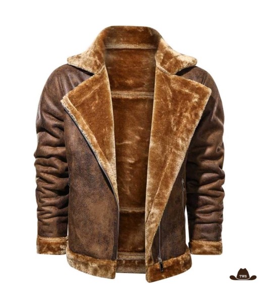 Veste Homme Style Western Col Fourrure Amélioration de cerveau avec