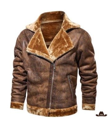 Veste Homme Style Western Col Fourrure Amélioration de cerveau avec