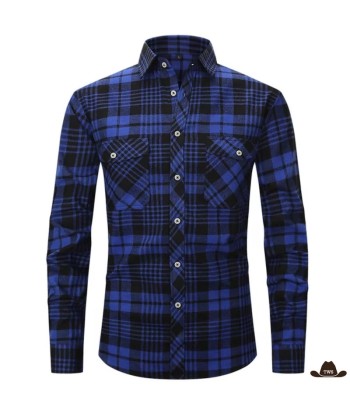 Chemise Style Western Carreaux Bleus outlet