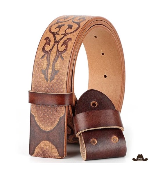 Ceinture en Cuir Brun Homme Style Western Le MVP de beaucoup