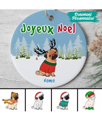 Joyeux Noël - Amoureux des chiens, Carlin - Ornement de Noël personnalisé - 0017O040C livraison et retour toujours gratuits