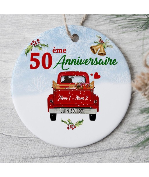 Anniversaire de mariage - Couple, Mamie, Papa - Ornement de Noël personnalisé  - 0020O040G le des métaux précieux