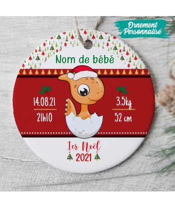 Ornement de Noël  personnalisé - Bébé - 1er Noël - 0087ORN rembourrage situé sous