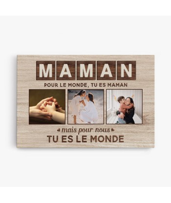 Maman Papa Tu es Le Monde - Cadeau Personnalisé | Toile pour Maman/Mamie/Papa/Papi la livraison gratuite