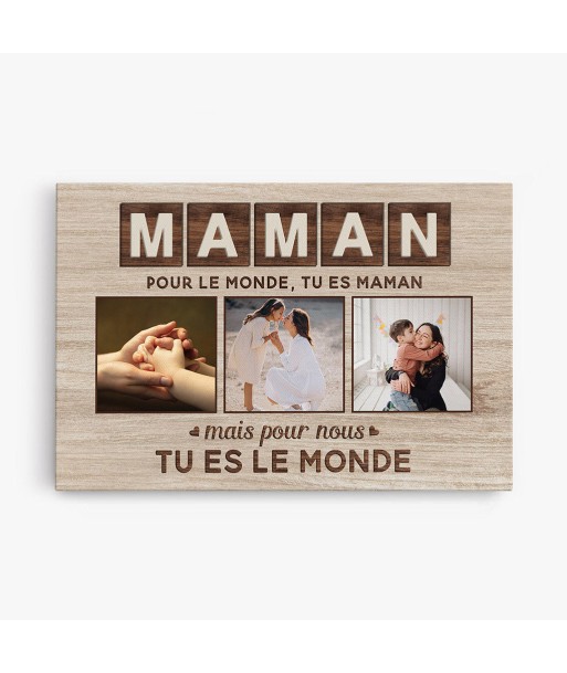 Maman Papa Tu es Le Monde - Cadeau Personnalisé | Toile pour Maman/Mamie/Papa/Papi la livraison gratuite