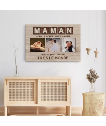 Maman Papa Tu es Le Monde - Cadeau Personnalisé | Toile pour Maman/Mamie/Papa/Papi la livraison gratuite