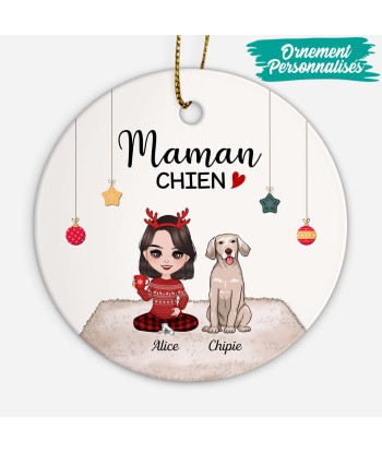 Maman Chien - Cadeau Personnalisé | Ornement de Noël pour Amoureux des Chiens en linge