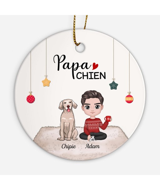 Papa Chien - Cadeau Personnalisé | Ornement pour Amoureux des Chiens Noël rembourrage situé sous