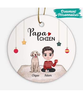 Papa Chien - Cadeau Personnalisé | Ornement pour Amoureux des Chiens Noël rembourrage situé sous