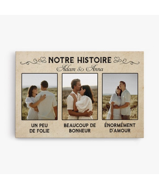 Notre Histore - Cadeau Personnalisé | Toile pour Couples Amoureux rembourrage situé sous