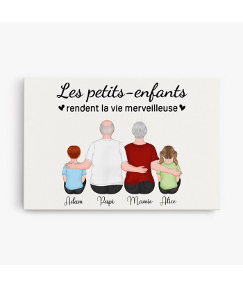 Les Petits-Enfants - Cadeau Personnalisé | Toile pour Maman Mamie Papa Papi pas chere