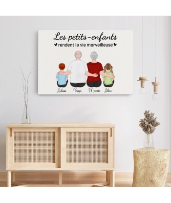 Les Petits-Enfants - Cadeau Personnalisé | Toile pour Maman Mamie Papa Papi pas chere