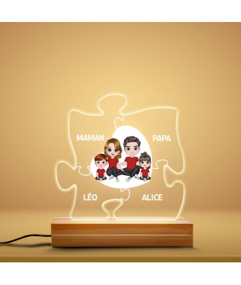 Puzzle De Famille - Cadeau Personnalisé | Veilleuse LED 3D pour Mamie/Maman Papi/Papa Livraison rapide