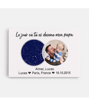 Le Jour Où Tu Es Devenu Mon Papa - Cadeau Personnalisé | Toile pour Papa Papi chez Cornerstreet bien 