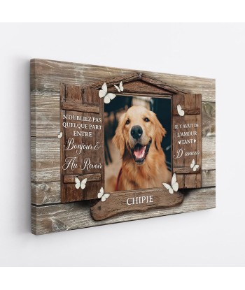 Entre Bonjour et Au Revoir Chien - Cadeau Personnalisé | Toile pour Amoureux des Chiens brillant des détails fins