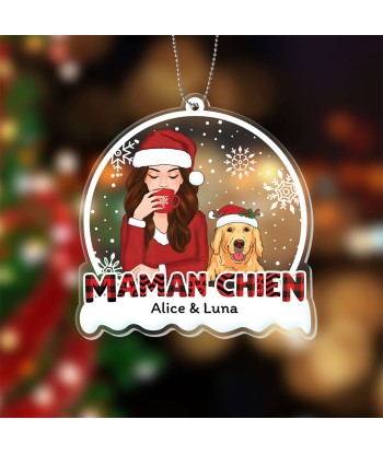 Maman Chien Motif Noël Rouge - Cadeau Personnalisé | Ornement pour Noël la chaussure