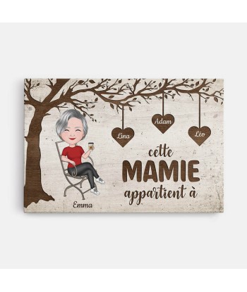 Cette Mamie Appartient À Version Mignonne - Cadeau Personnalisé | Toile Pour Mamie Economisez 