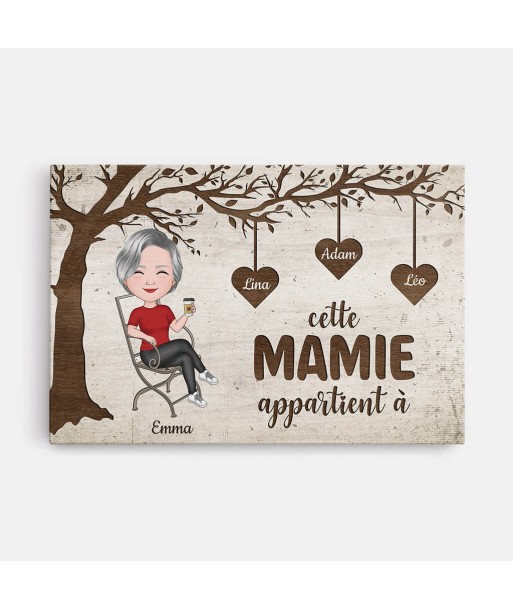 Cette Mamie Appartient À Version Mignonne - Cadeau Personnalisé | Toile Pour Mamie Economisez 