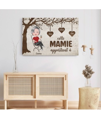 Cette Mamie Appartient À Version Mignonne - Cadeau Personnalisé | Toile Pour Mamie Economisez 