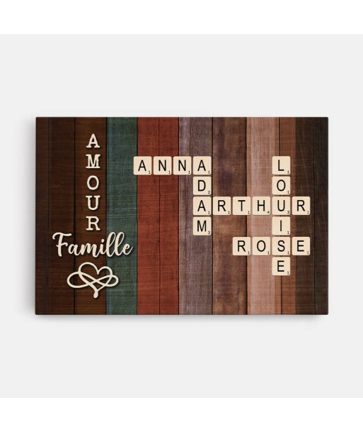 Amour Et Famille Version Mots Croisés - Cadeau Personnalisé | Toile Pour Famille paiement sécurisé