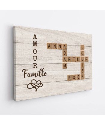 Amour Et Famille Version Mots Croisés - Cadeau Personnalisé | Toile Pour Famille paiement sécurisé