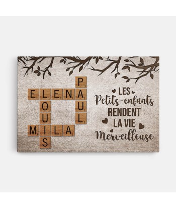 Les Petits-Enfants Rendent La Vie Merveilleuse Version Mots Croisés - Cadeau Personnalisé | Toile Pour Grands-Parents Comparez et commandez 