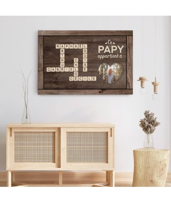 Ce Papy Appartient À Avec Photo Et Mots Croisés - Cadeau Personnalisé | Toile Pour Papy de France