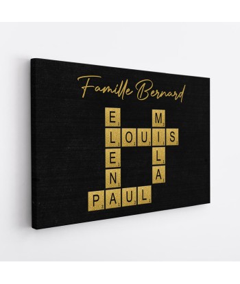 La Famille Avec Mots Croisés Du Fond Noir - Cadeau Personnalisé | Toile Pour Famille livraison et retour toujours gratuits