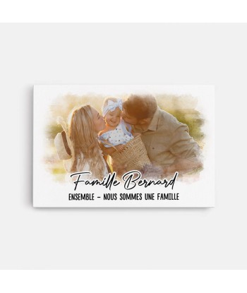 Ensemble Nous Formons Une Famille Version Couleurs d'Aquarelle avec Photo - Cadeau Personnalisé | Toile Pour Famille vous aussi creer 